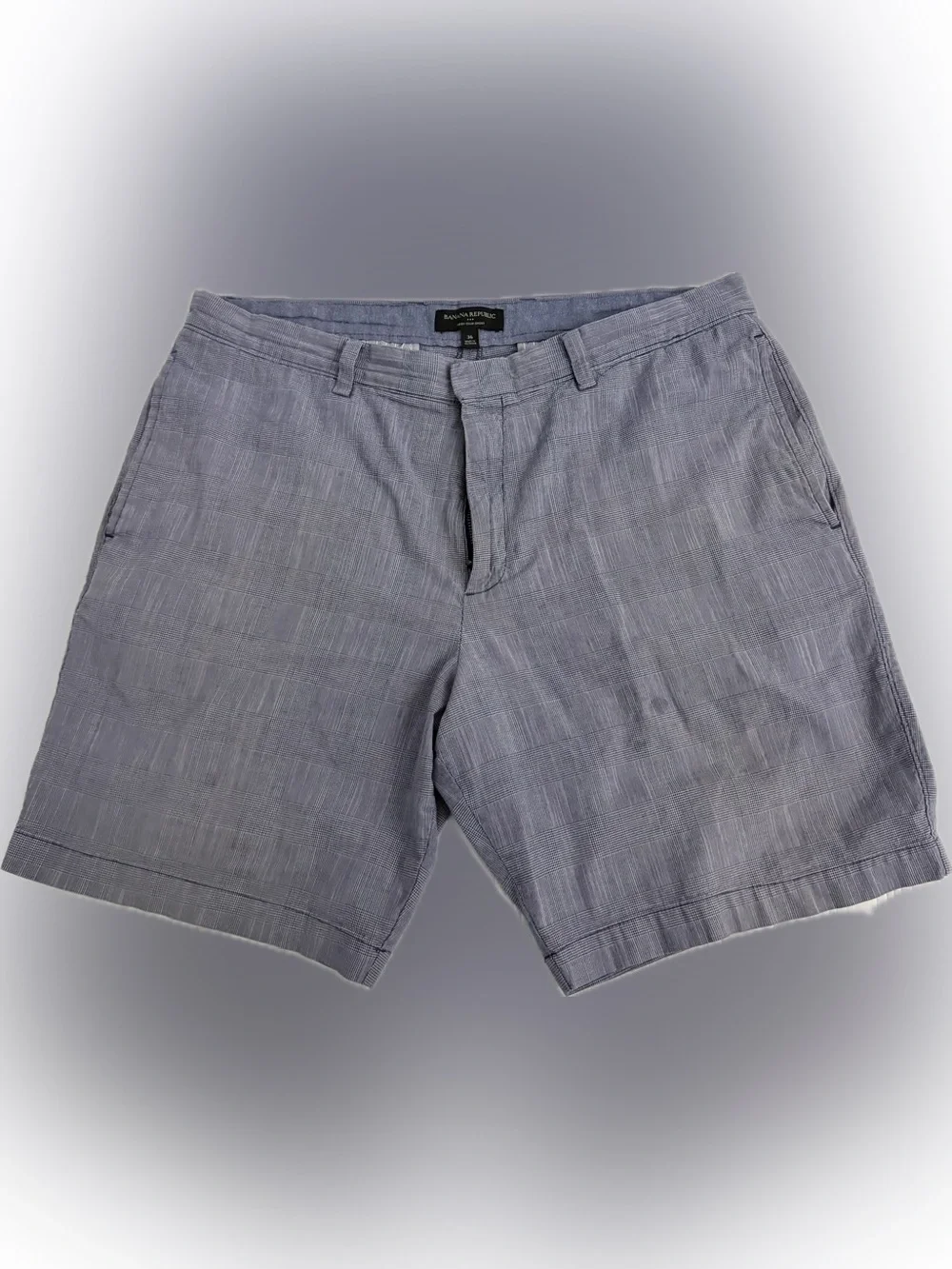 Banana Republic Men's Grey Glen Plaid Flat-Front Shorts